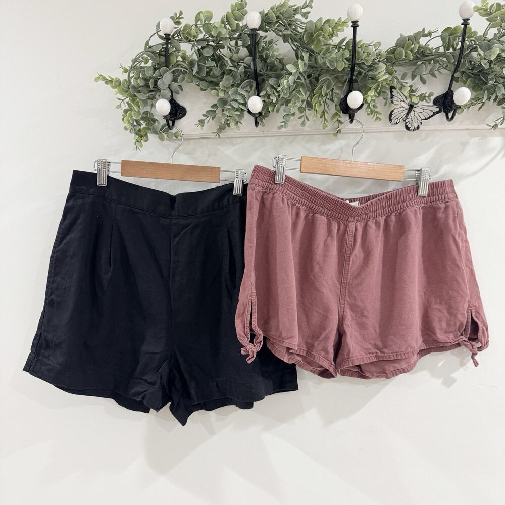 Madewell Medium Bundle Of 2 Elastic Waist Shorts Medium Black/pink 16-3079 - Picture 2 of 6